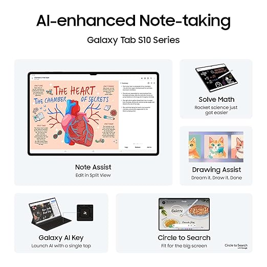 Samsung Galaxy Tab S10 Ultra, S Pen in-Box, 36.99 cm (14.6 inch) Dynamic AMOLED 2X Display, 12 GB RAM, 256 GB Storage, Wi-Fi + 5G Tablet, Platinum Silver